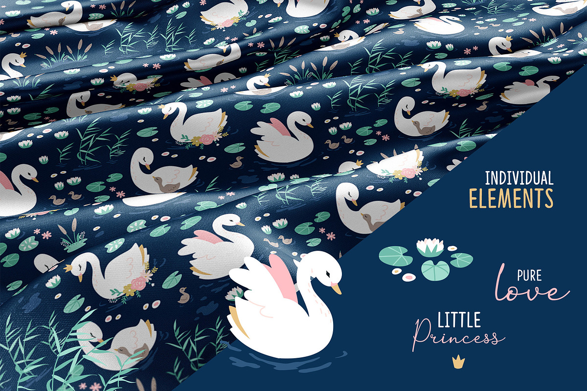 Swan Princess - Pattern & Prints, a Pattern Graphic by Brzozowska (Photo 6 of 9)
