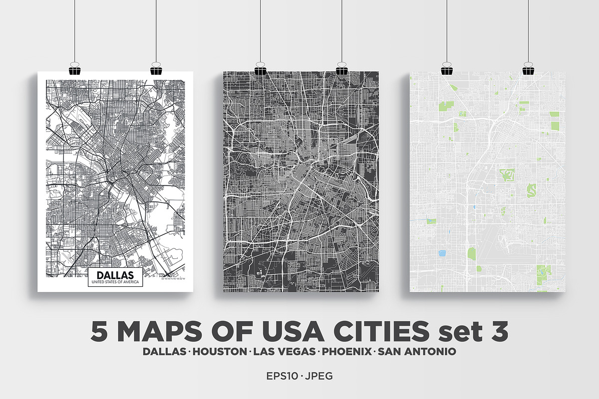 5 maps of USA cities 3, a Transportation Illustration by MaximGertsen (Photo 1 of 10)