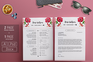 Watercolor Elegant Flower Resume G, a Resume Template by Showy68 Template