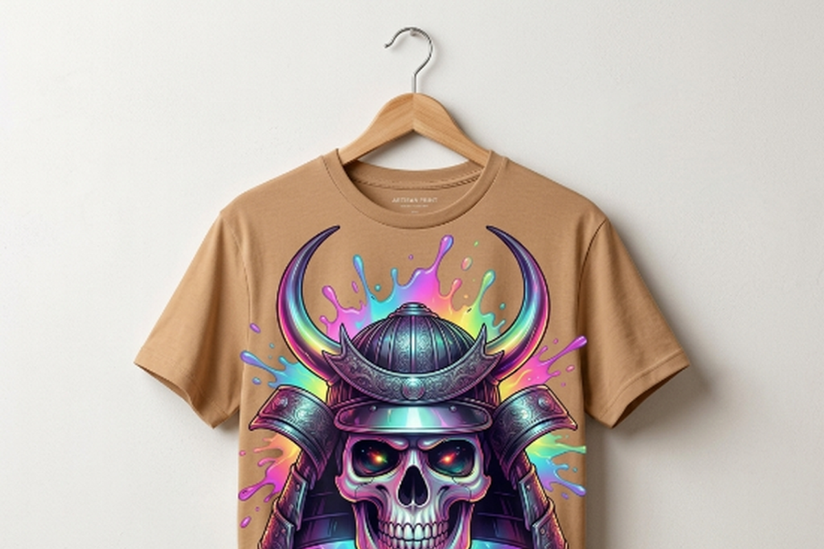 Rainbow Samurai Skull Armor, a Shirt Mockup by Vector Stall (Photo 3 of 15)
