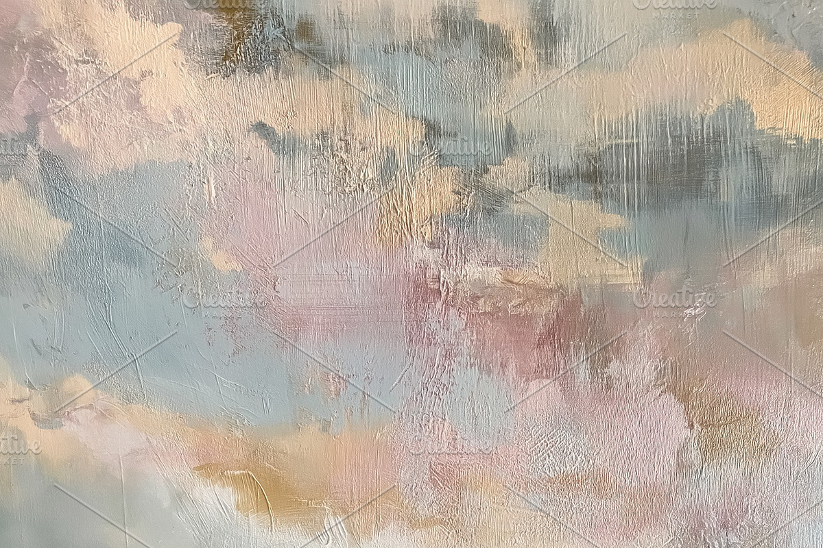Abstract sky landscape painting with soft pastel color clouds ab, an Illustration by Studio ANNA