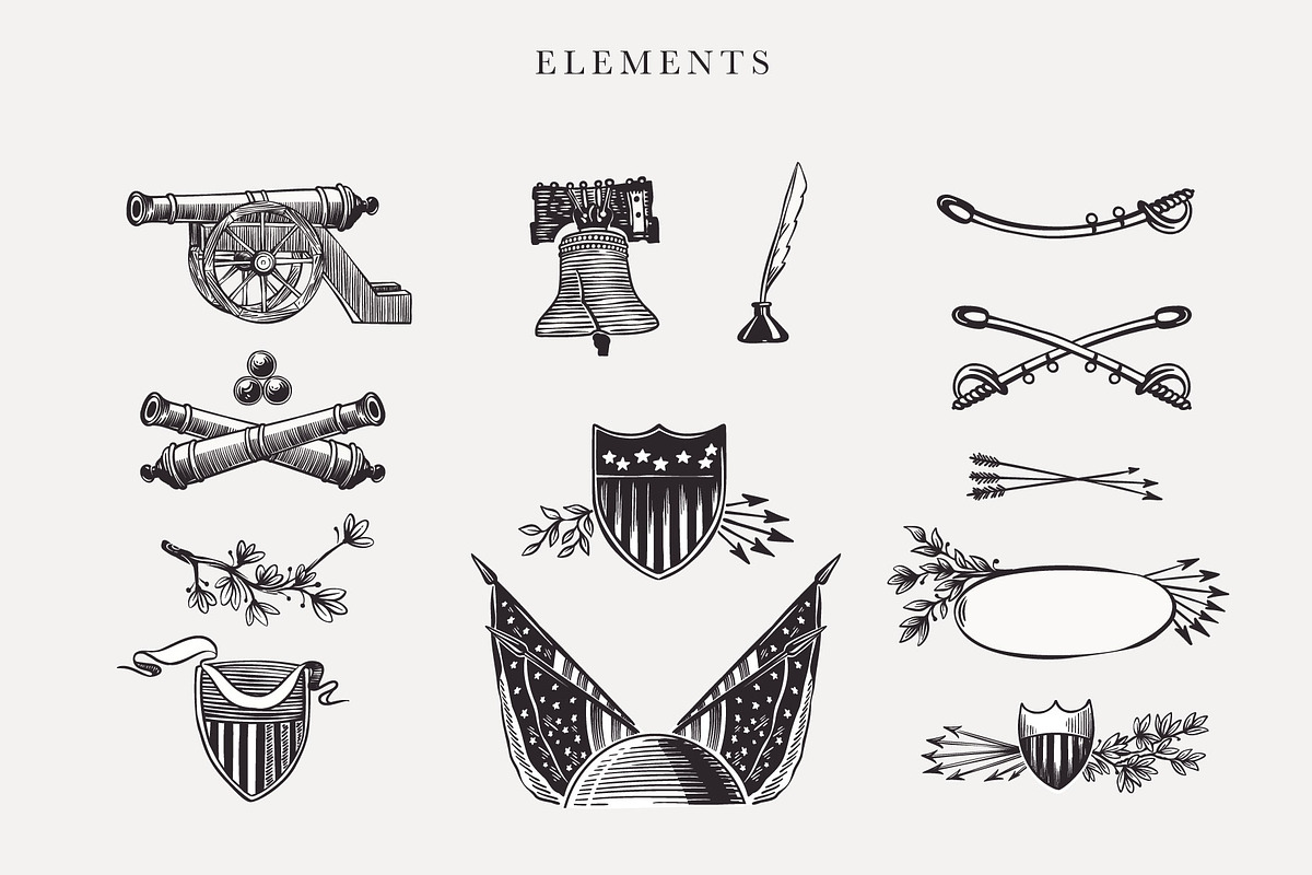 USA history & 4th of July vector set, a Decorative Illustration by kaer_shop (Photo 3 of 14)