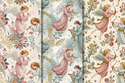 Angels and Vintage Flowers., a Pattern Graphic by Designs by Helen Trupak (Thumbnail 3 of 14)