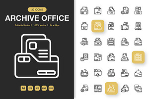 Archive Office Icons, an Icon by Spacepixel Creative