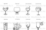 Cocktail Glass Line Art, Wine Glass, a Food Illustration by BrushstrokeArtGB (Thumbnail 3 of 9)