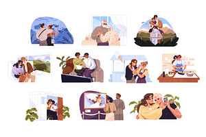 Love couples on romantic date set, a Person Illustration by PaperTrident