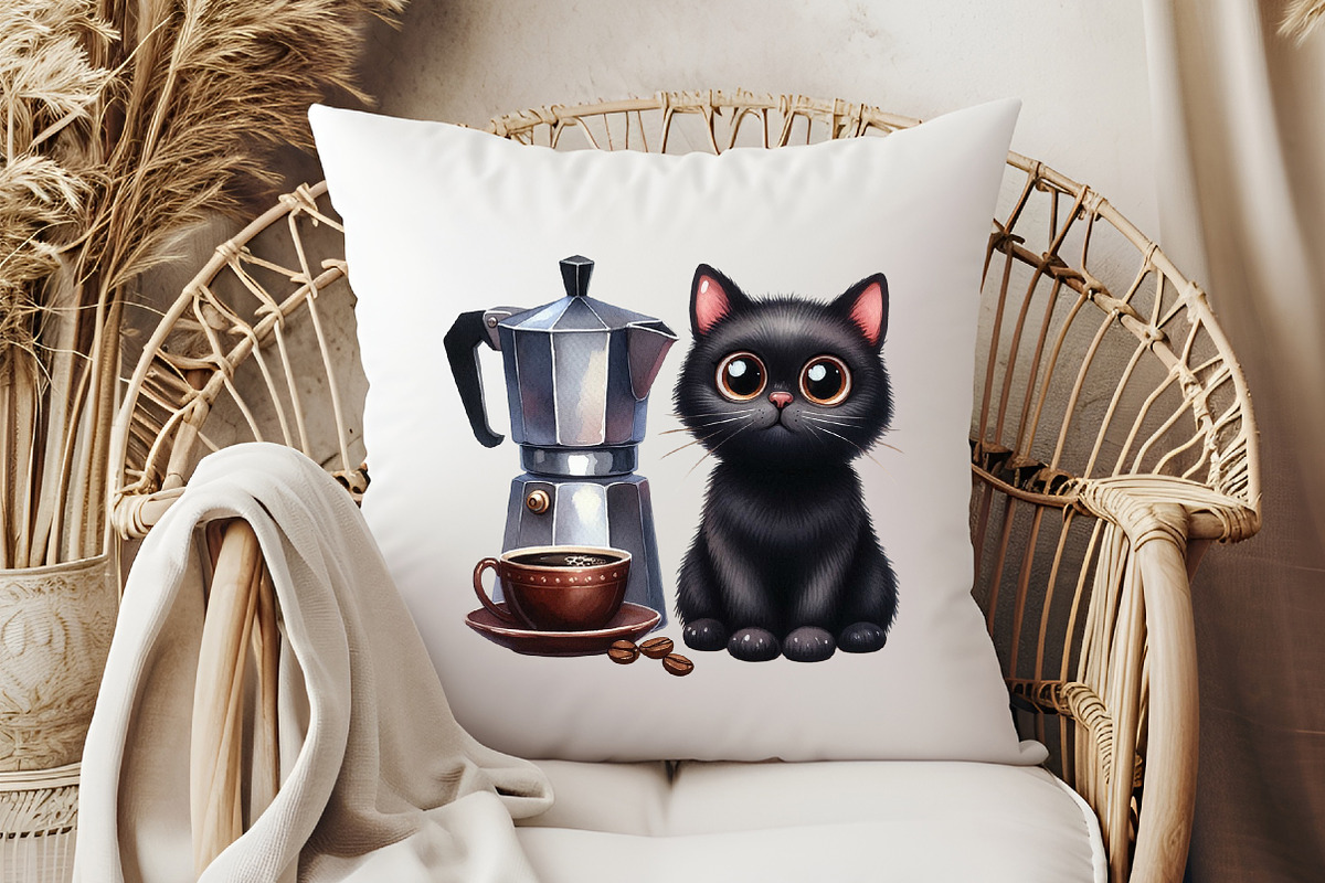 Cat Silhouette Love Coffee Clipart, an Illustration by Libby Wishes (Photo 11 of 12)