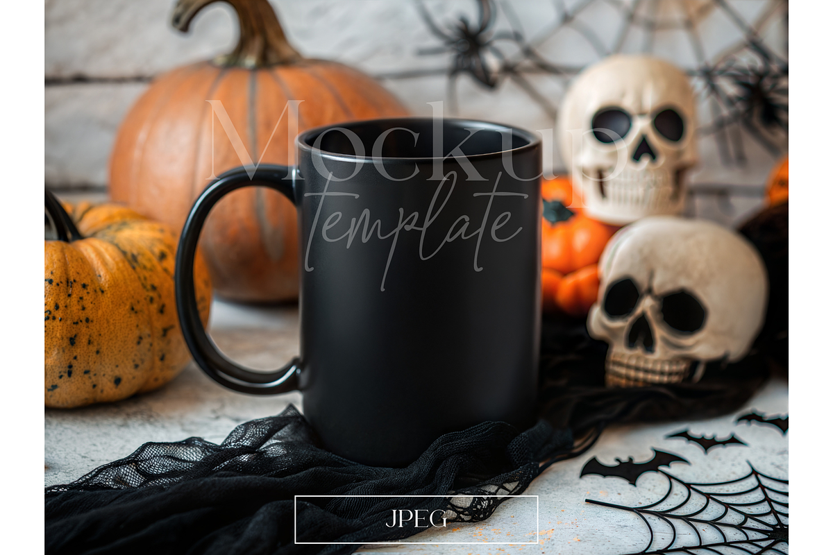 Matte Black Halloween Mug Mockup, a Product Mockup by MockupWizard (Photo 1 of 3)
