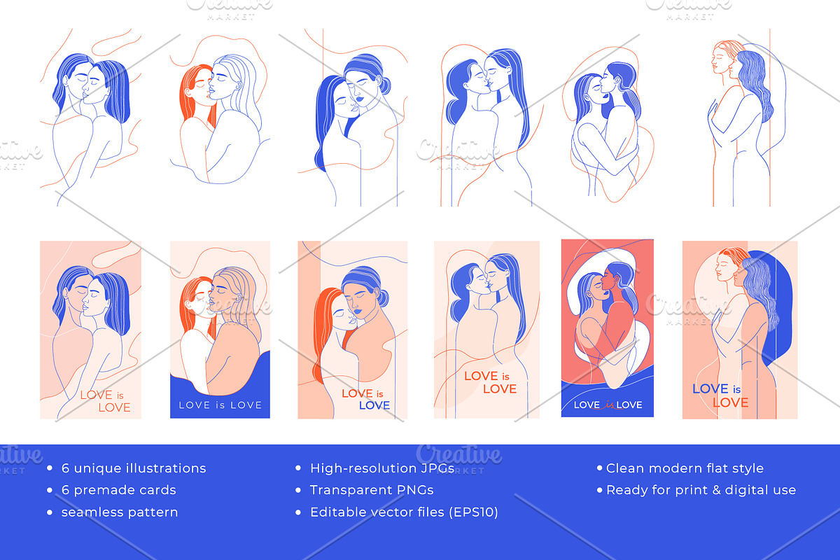 She, With Her. Lesbian Couple Illust, a Person Illustration by VasilkovS (Photo 3 of 6)