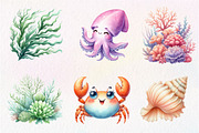 Undersea watercolor clipart, an Illustration by CreationArt (Thumbnail 4 of 5)