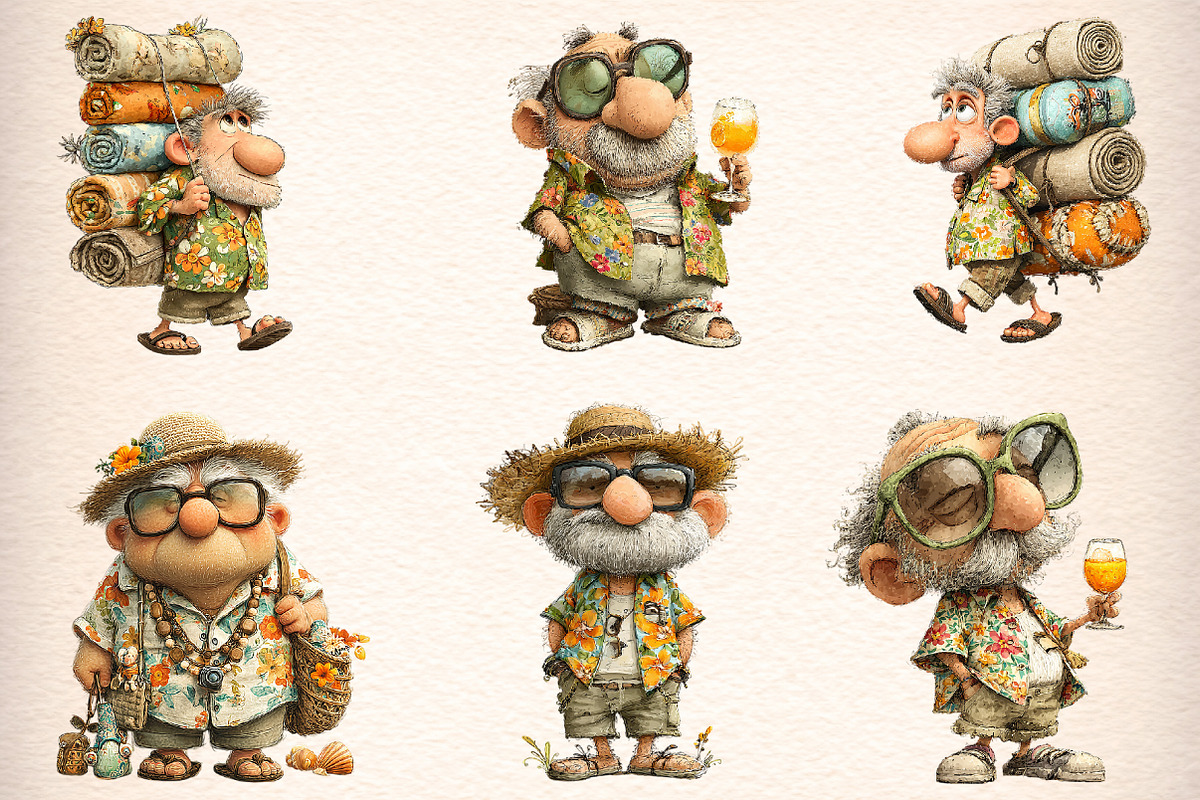 Funny Summer Beach Grandpa Clipart, an Illustration by Digital Artistic99 (Photo 3 of 11)