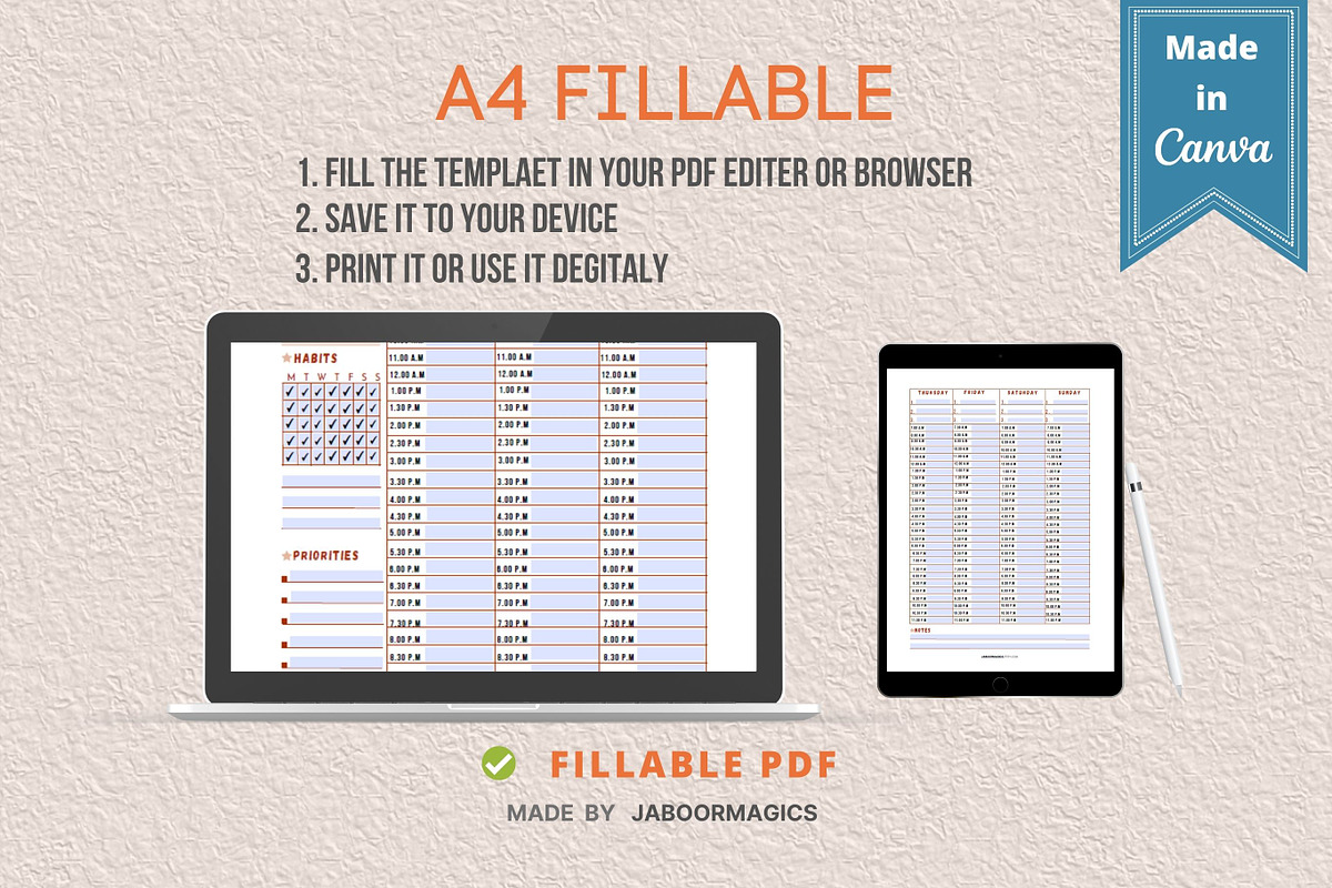 Weekly Planner Template, Canva, a Templates & Theme by Jaboor Magics (Photo 4 of 5)