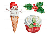 Watercolor christmas sweets clipart, a Decorative Illustration by ArtfulStudio (Thumbnail 5 of 10)