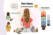 Back View Pet Mom Clipart Bundle, an Animal Illustration by ColorfulPT (Thumbnail 1 of 8)