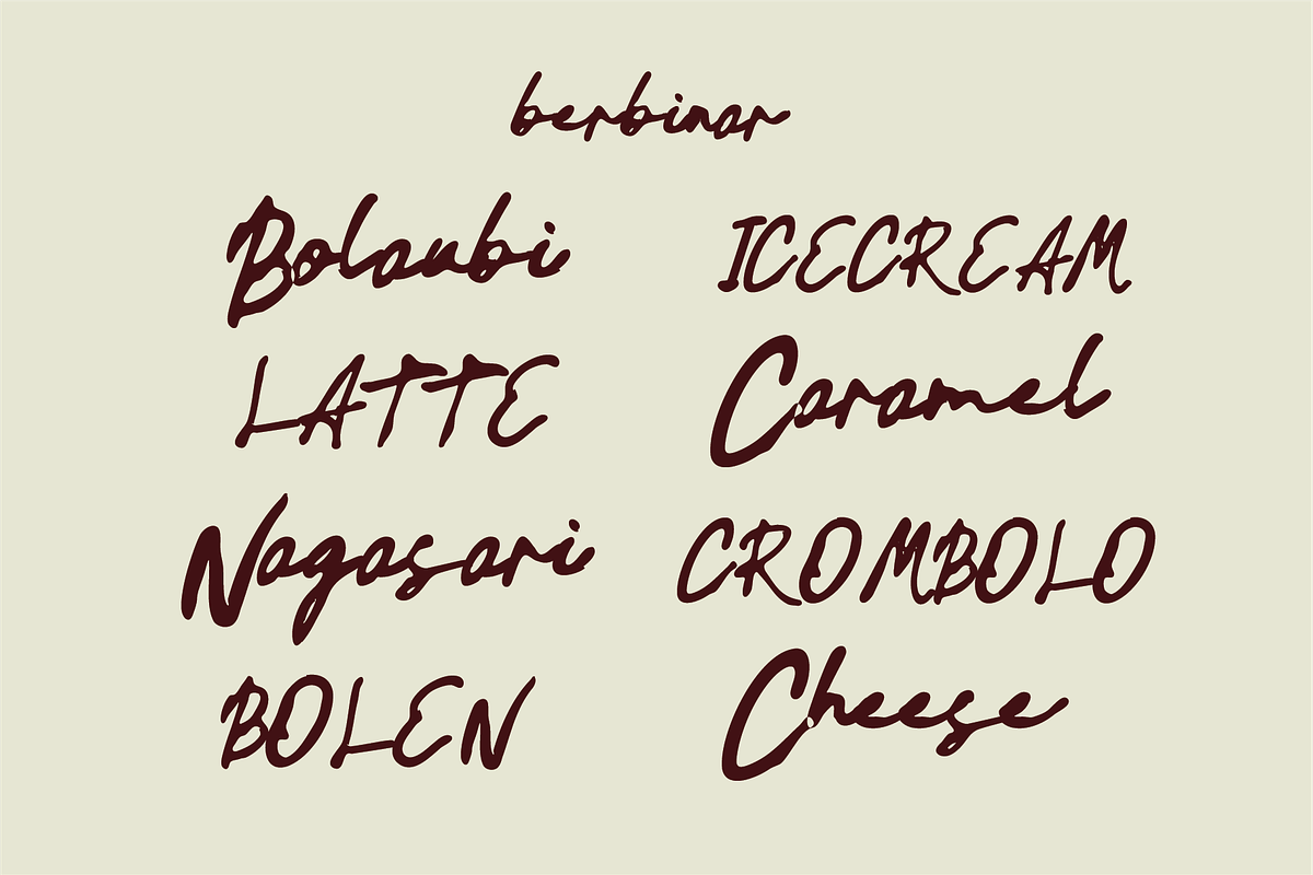 Berbinar | A Ink Script Font, a Script Font by imdeyaa (Photo 3 of 8)
