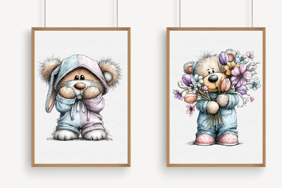 Whimsical Easter Teddy Bear Clipart, an Illustration by Libby Wishes (Photo 5 of 8)