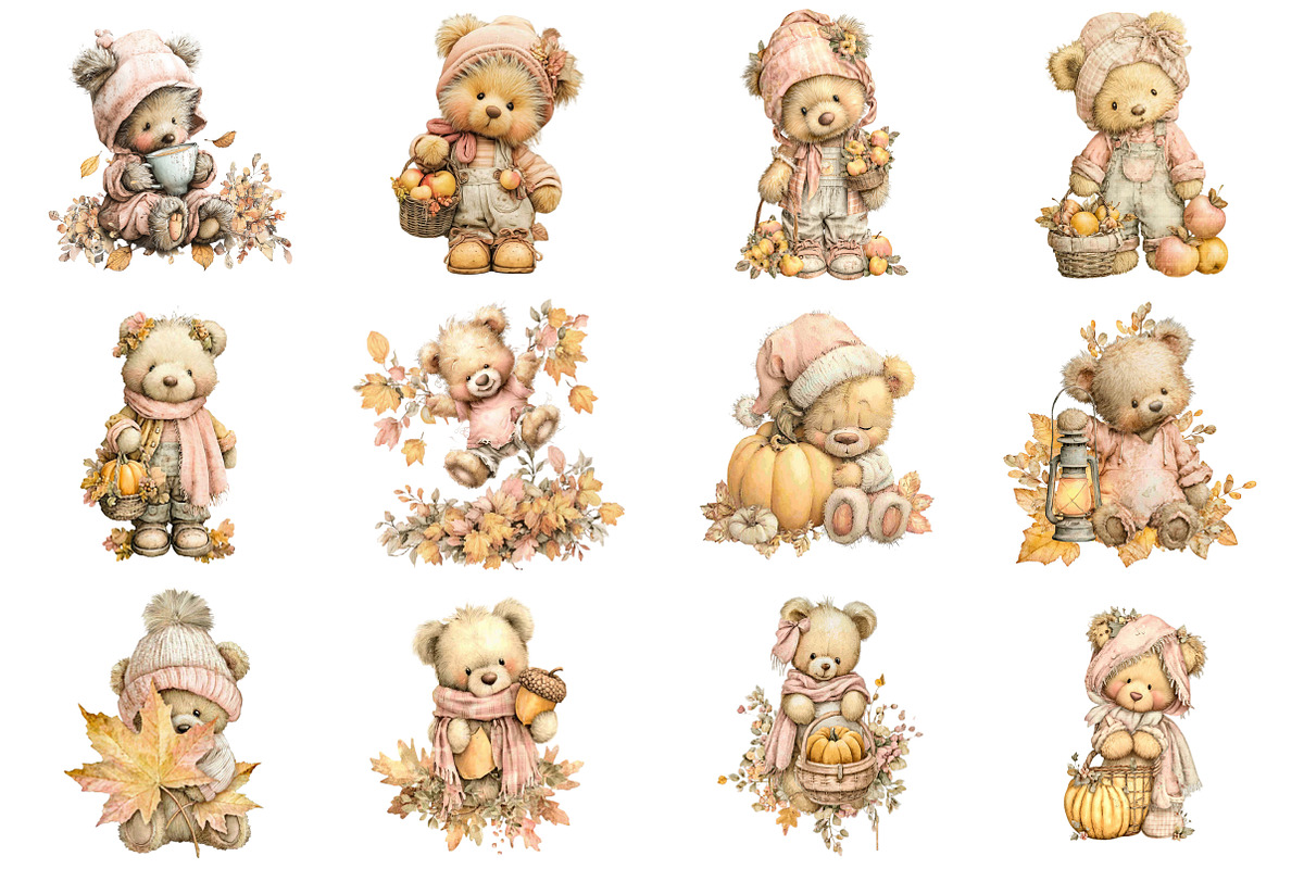 Whimsical Fall Autumn Teddy Bear, a Seasonal Illustration by CitraGraphics (Photo 2 of 6)