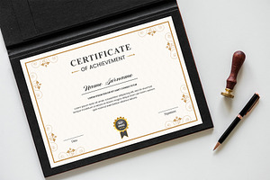 Achievement certificate template, a Stationery Template by Pixeness Studio