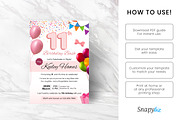 11th Birthday Invitation Card Temp, an Invitation Template by Snapybiz (Thumbnail 6 of 9)