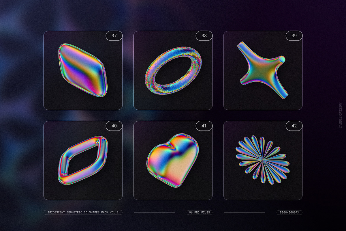 Iridescent Geometric 3D Shapes vol.2, an Object Graphic by Samolevsky (Photo 10 of 23)