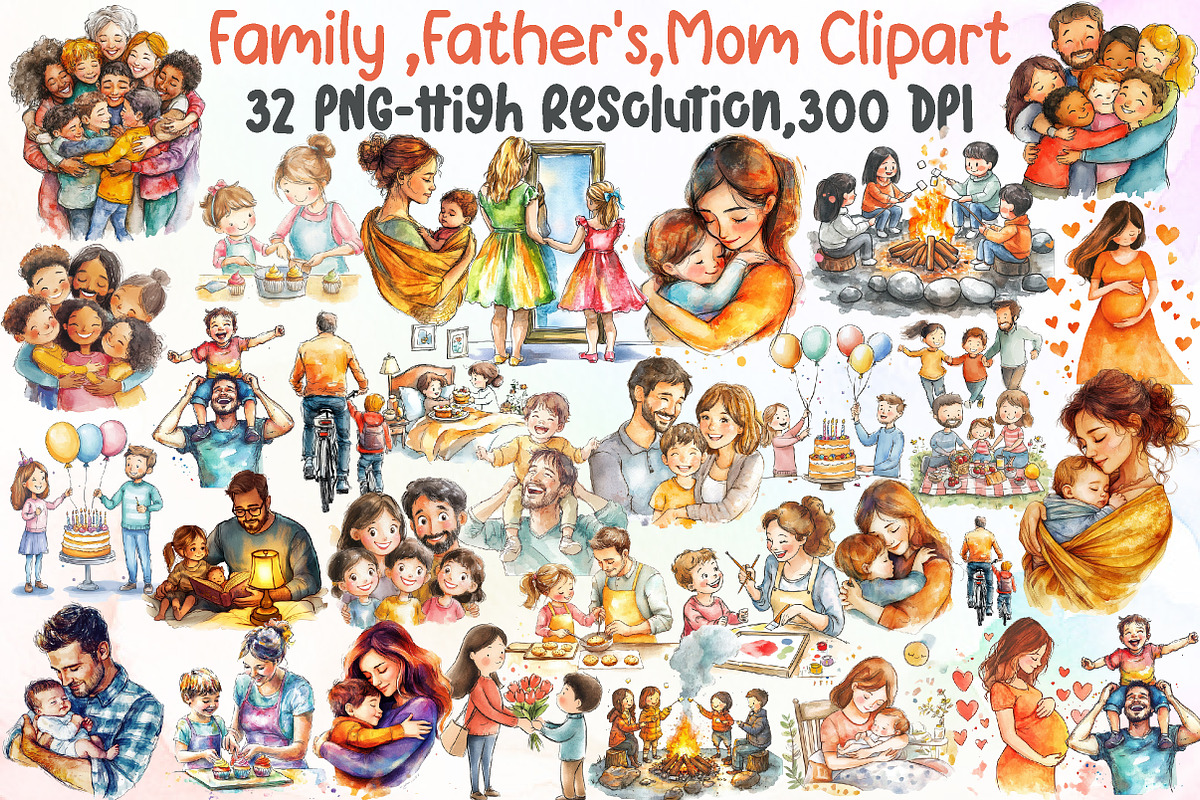 Family Clipart, Father's Day, Mom Da, an Illustration by Sublimation Artist (Photo 1 of 6)