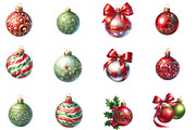 Watercolor Christmas Ornaments clipa, an Illustration by Designworld (Thumbnail 3 of 3)