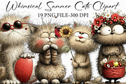 Whimsical Summer Cats Clipart, an Illustration by Libby Wishes (Thumbnail 1 of 7)