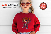 Cartoon girl bandit. Tshirt, PNG., a Person Illustration by KENO Mascots (Thumbnail 3 of 5)