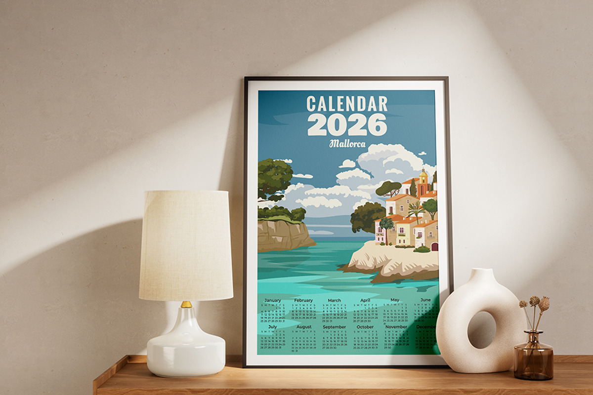 Monthly 2026 Calendar Vintage travel, a Transportation Illustration by Vector_Up (Photo 6 of 10)