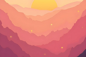 Misty Mountain Flat Papercut Landsca, a Photo by LOGOCREATIVE