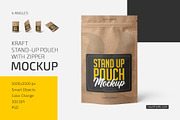 Kraft Stand-Up Pouch Mockup Set, a Cups & Container Mockup by Country4k (Thumbnail 1 of 4)