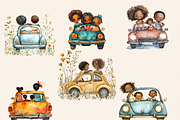 RETRO KIDS DRIVING CARS CLIPART PACK, a Person Illustration by Daring Digies (Thumbnail 2 of 7)