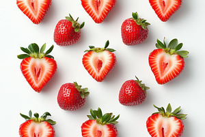 Ripe juicy strawberries isolated on, a Food & Drink Photo by Pixeness Studio