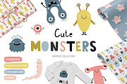 Cute monsters. Vector collection, an Illustration by Guvi-Design (Thumbnail 1 of 10)