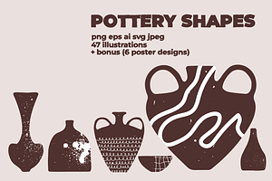 POTTERY SHAPES (47 elements), an Object Illustration by Bonfloret Studio