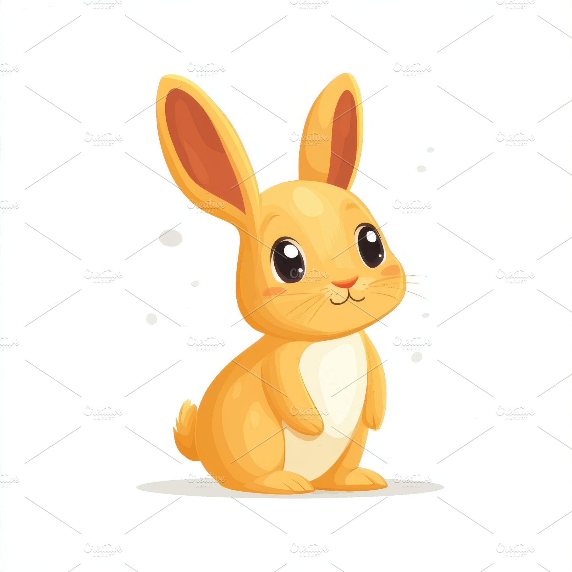 Adorable Yellow Bunny Rabbit Cartoon, an Abstract Photo by Pixeness Studio