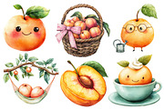 Watercolor Cute Peaches Garden Fruit, an Illustration by Designworld (Thumbnail 4 of 7)