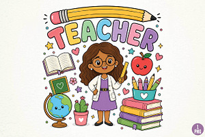 Back to School Teacher Sublimation, a Seasonal Illustration by DreamPrint404