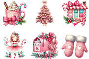 Girly Christmas Watercolor Clipart, an Illustration by CraftArtStudio (Thumbnail 3 of 6)