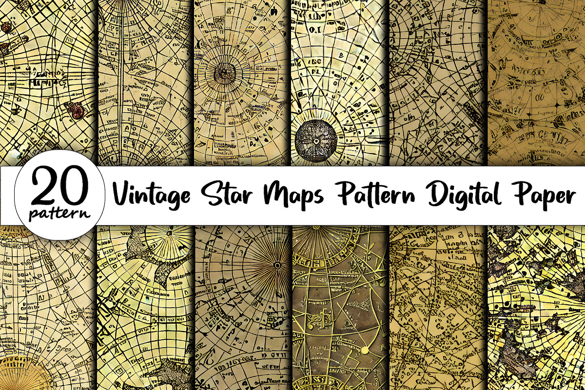 Vintage Star Maps Pattern Bundle, a Pattern Graphic by jannatulpakhi (Photo 1 of 3)