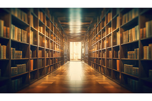 books blurred empty interior room ai, a Background Photo by pikepicture