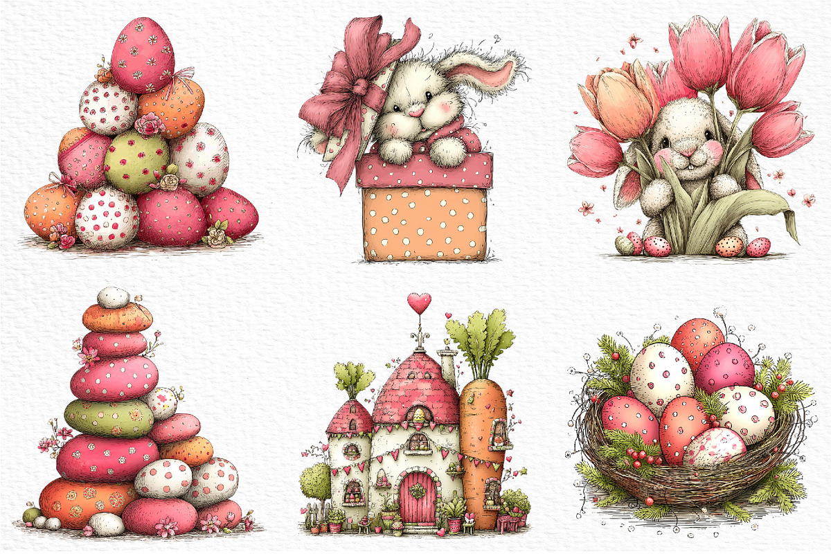 Whimsical Easter Clipart Png, an Illustration by Craft Nest (Photo 3 of 11)