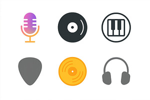 Icons representing music elements, an Illustration by ZinetroN