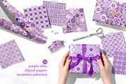 Purple Portuguese Azulejo Tiles Set4, a Pattern Graphic by ilonitta (Thumbnail 2 of 10)