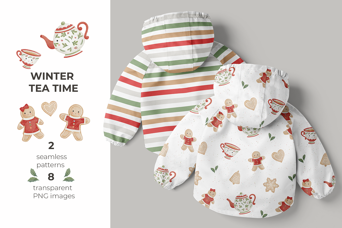 Christmas Tea Time Patterns+Cliparts, a Pattern Graphic by tetiartline (Photo 1 of 4)