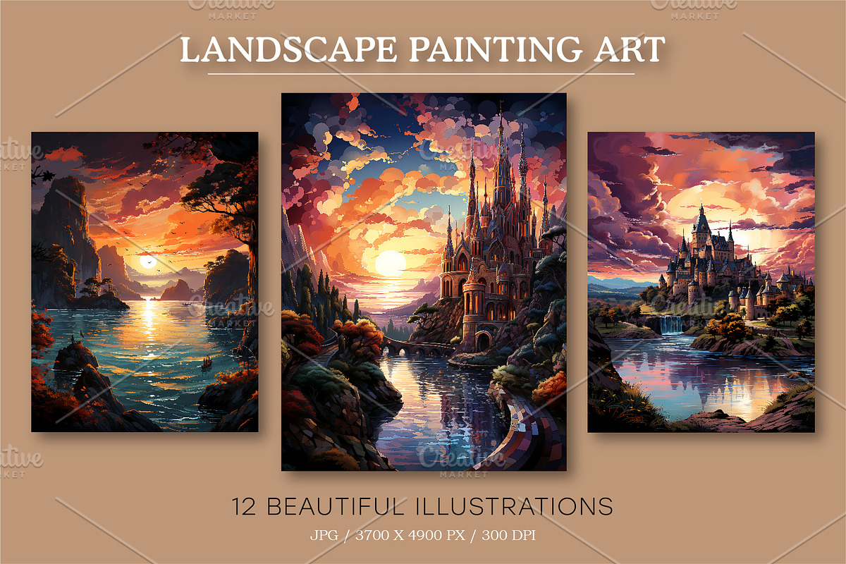 Landscape Painting Art 01. Wall Art., a Decorative Illustration by KENO Mascots (Photo 4 of 8)