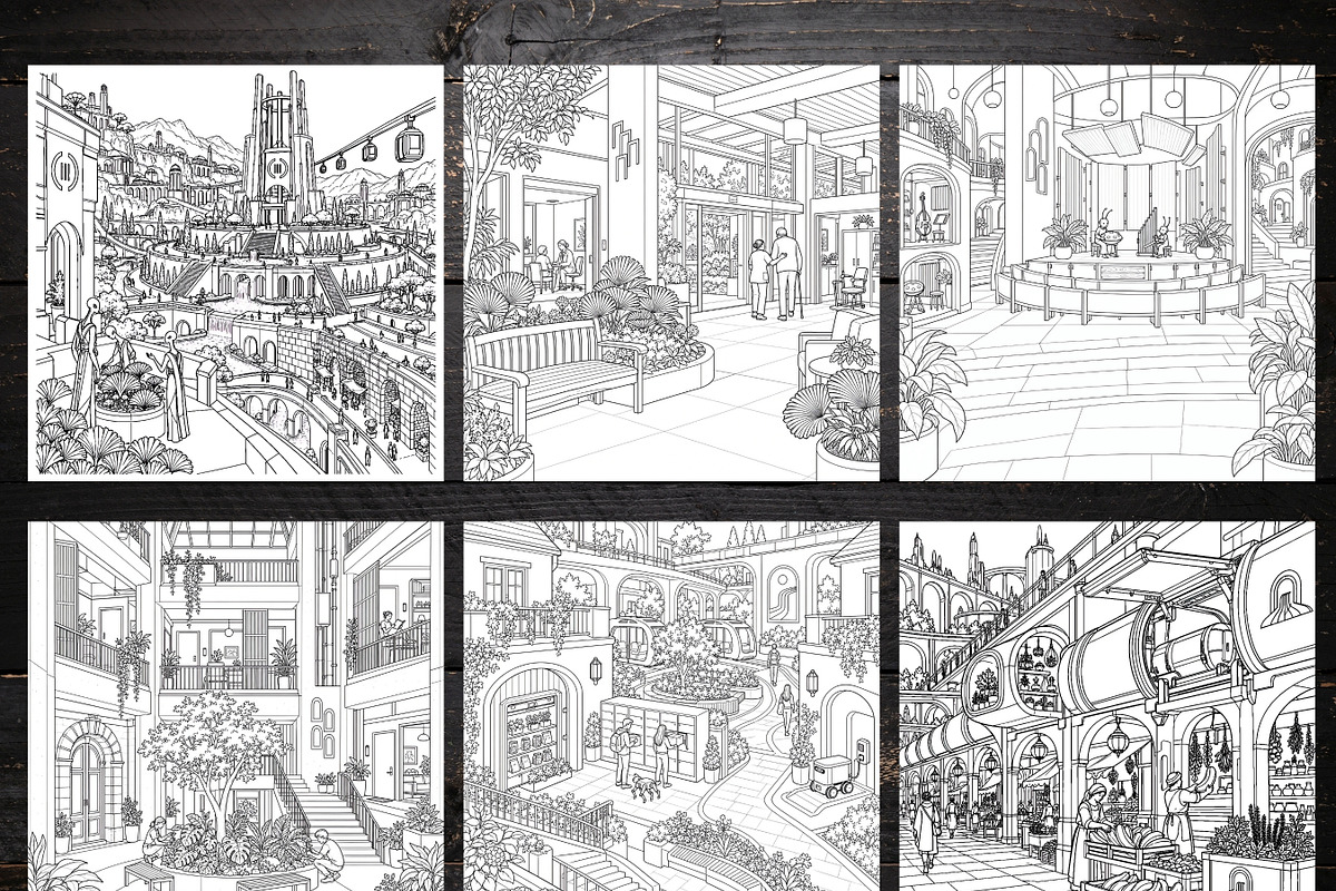 80 Sci-Fi Coloring Pages Bundle, a Brochure Template by LA Design (Photo 2 of 10)