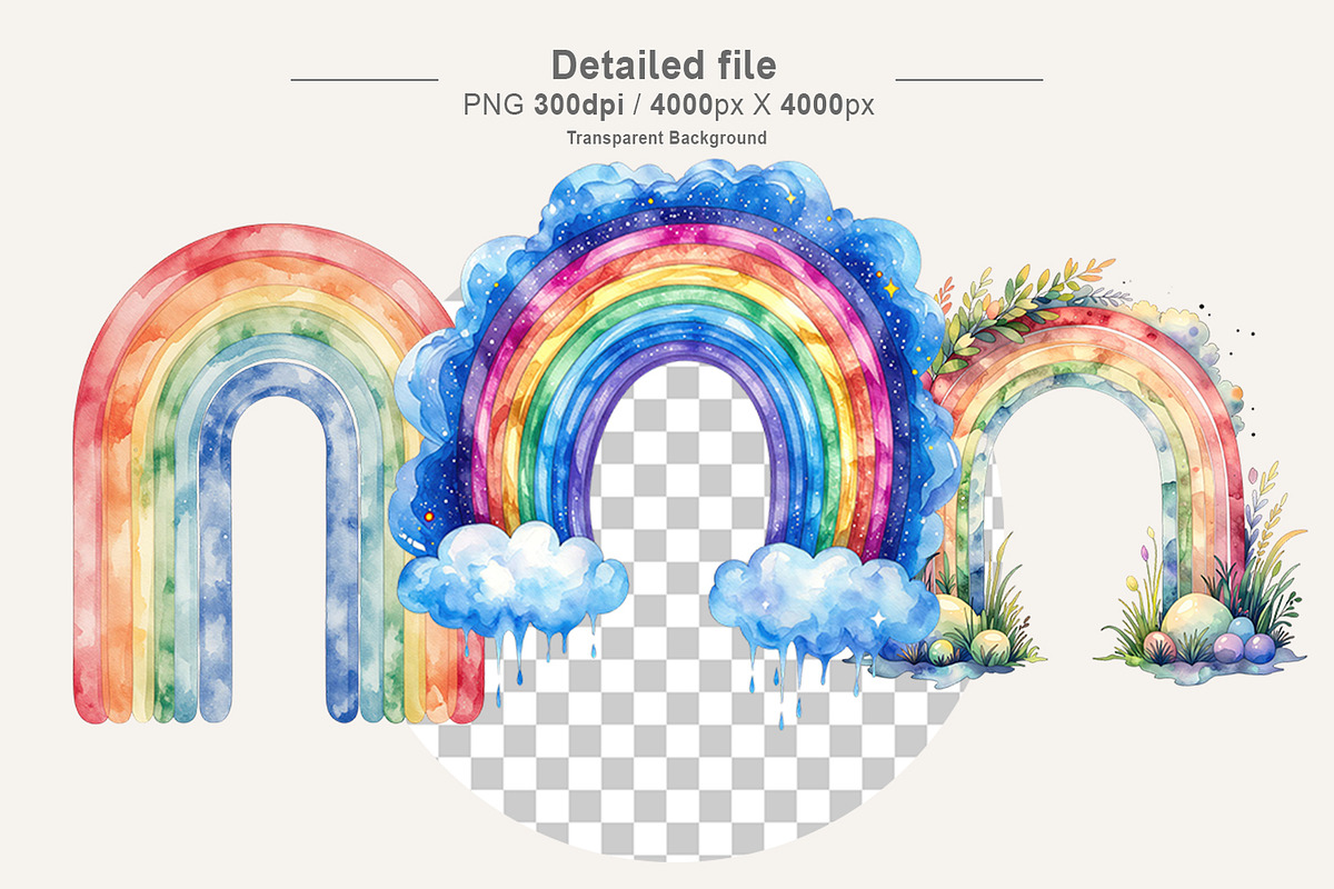 Boho Rainbow PNG Sublimation Bundle, an Illustration by Artnoy (Photo 3 of 8)