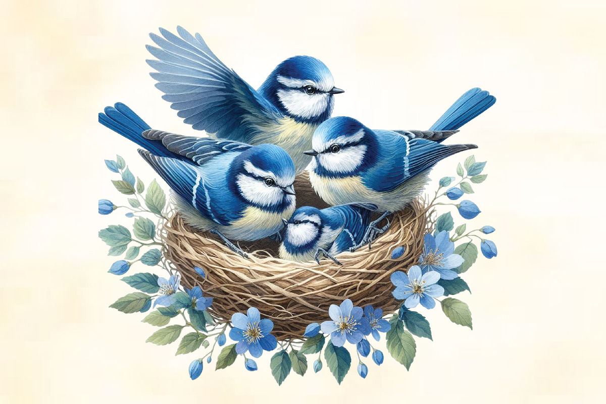 Watercolor Blue Birds Nest Clipart, an Illustration by CraftArtStudio (Photo 3 of 3)
