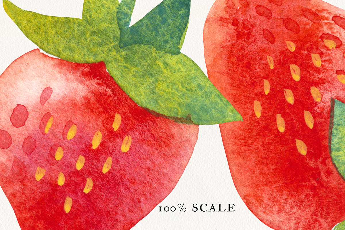 Watercolor Strawberry Fruits Clipart, a Food Illustration by Olga Begak Art & Design (Photo 3 of 5)